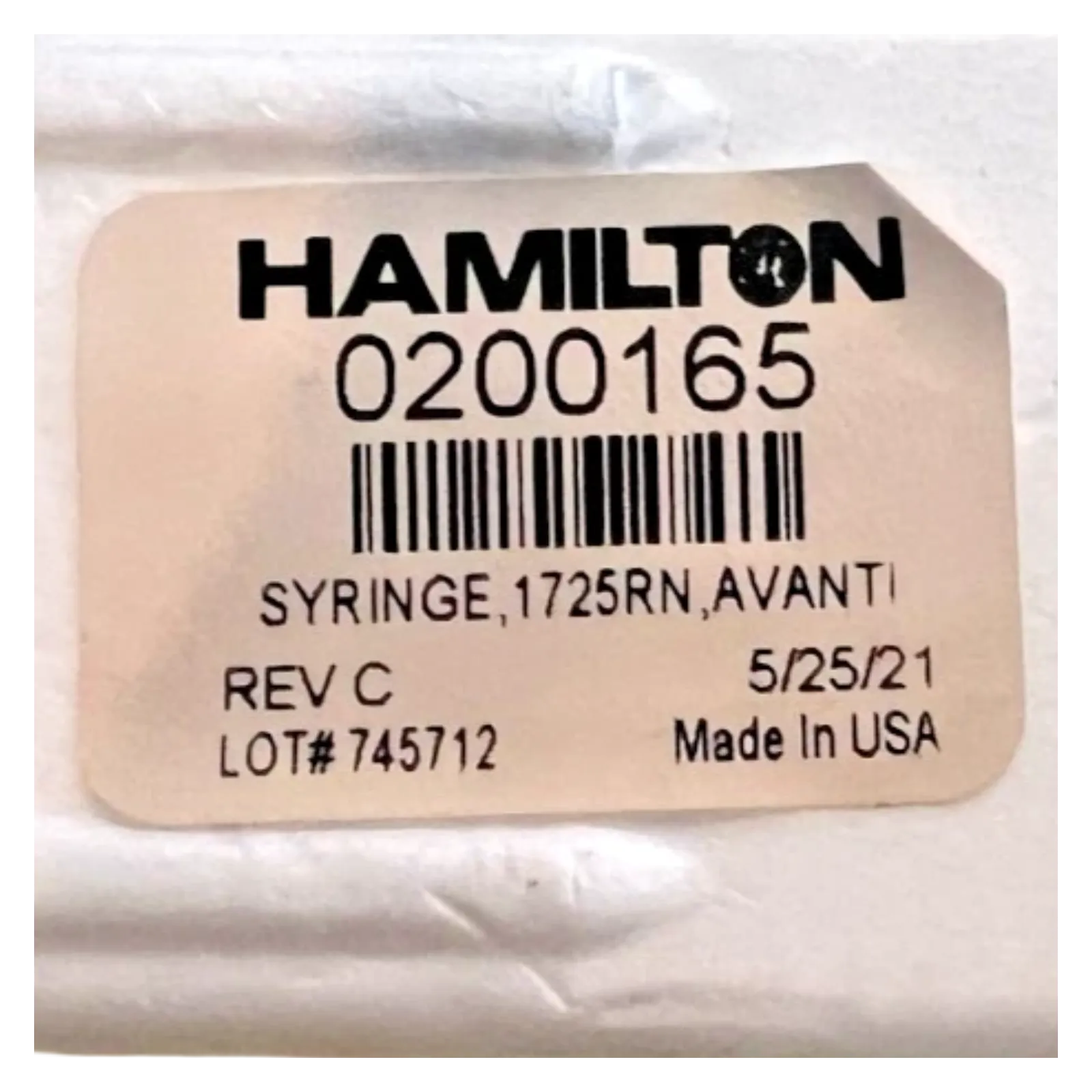 Hamilton 1725RN Gastight Microliter Syringe with Removable Needle - Image 3