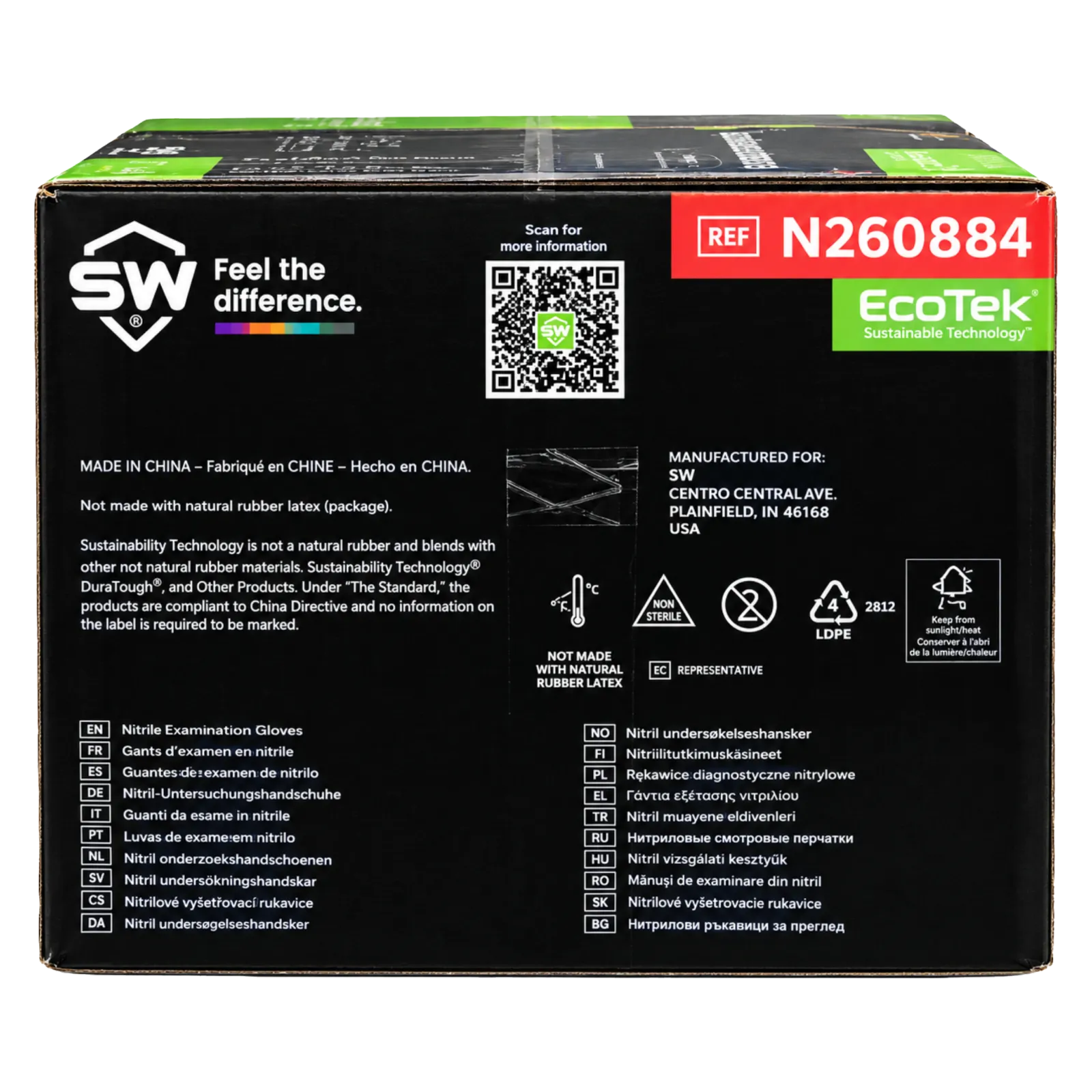 SW MegaMan N260884 Black Nitrile Exam Gloves Large 500 Count - Image 4